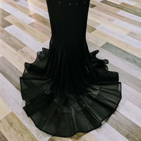 Black Fishnet Mesh Dress w Rhinestones - Picture 6 of 6